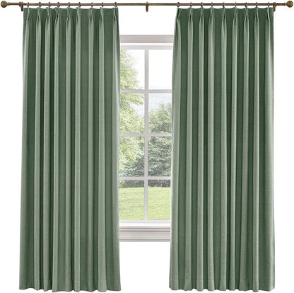 TWOPAGES 52 W x 108 L inch Pinch Pleated Curtain Room Darkening Linen Drapery by TWOPAGES