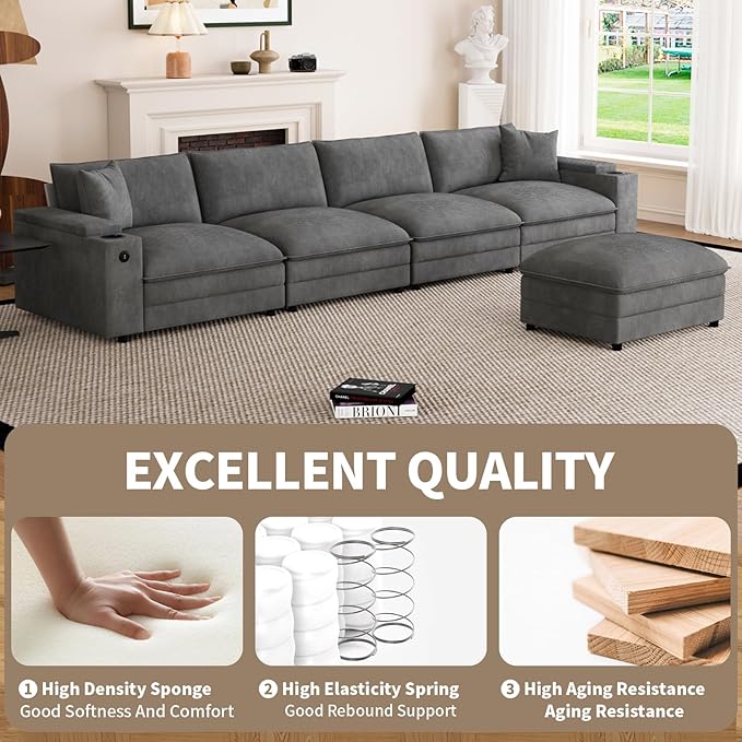 148.7" L Shaped Cloud Sofa Couch - Image 7