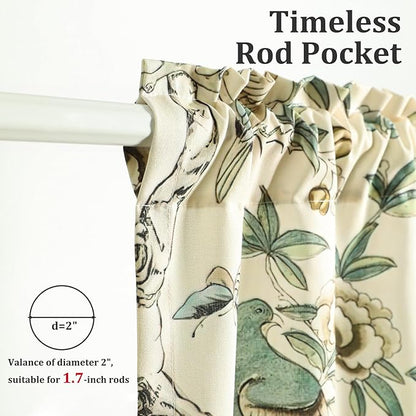 Leeva Floral Print Short Window Curtains, Farmhouse Style Soft Faux Linen Half - Image 4