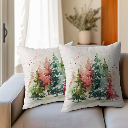 Christmas Tree Outdoor Throw Pillow Cover 24x24 Inch Set of 2 Winter Colorful - Image 6