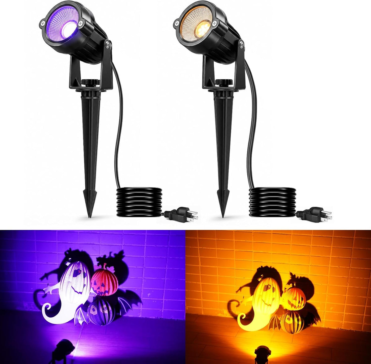 Halloween Orange Purple Spotlights Outdoor Landscape Lighting for Yard
