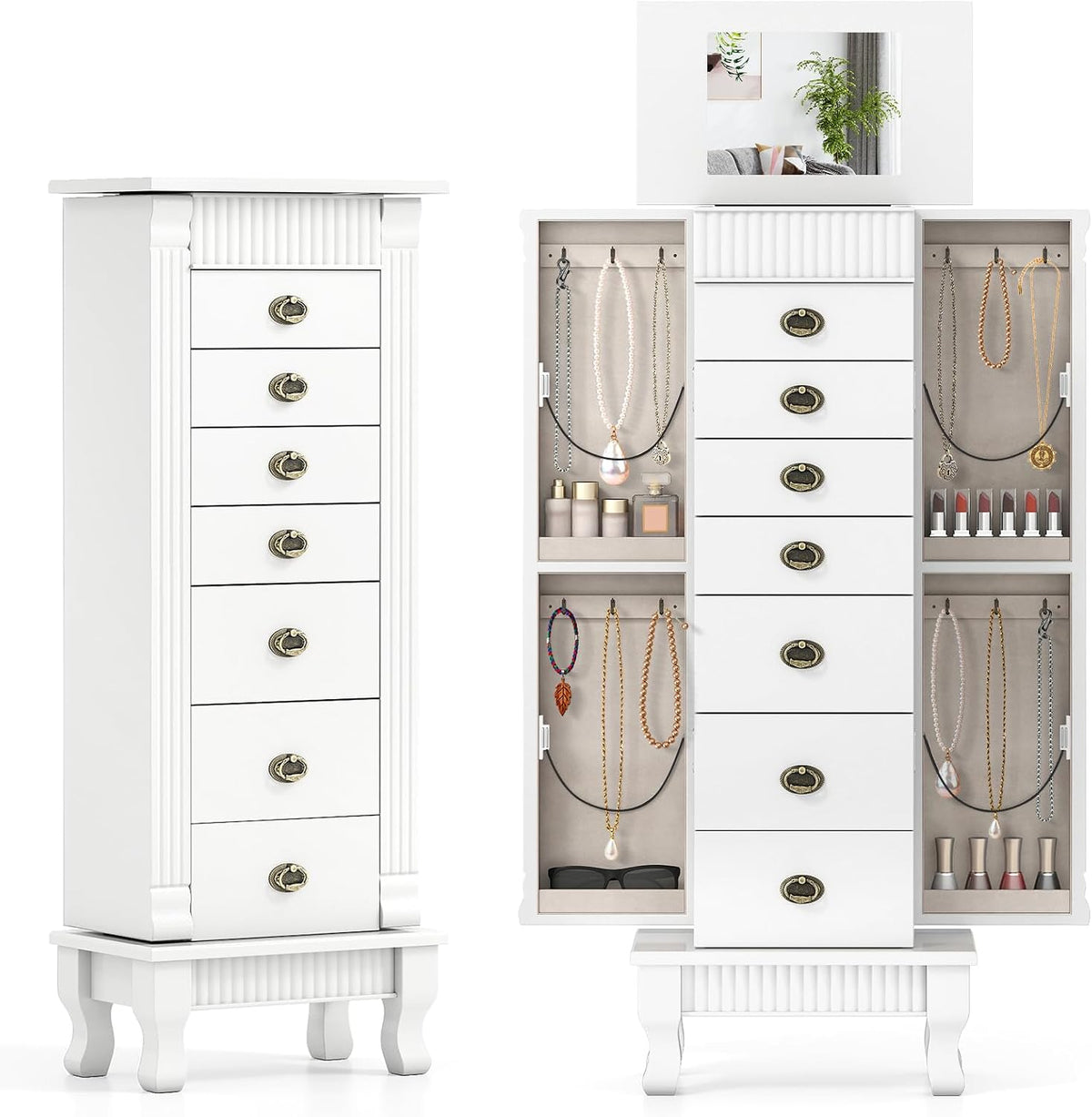 dreamade jewelry armoire, standing jewelry box w/mirror &, main product view