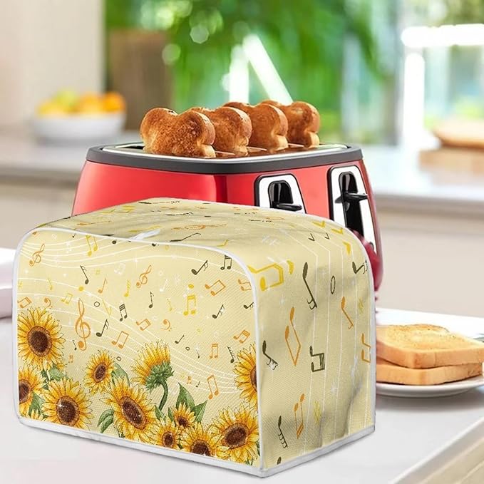 Sunflower Music A Print Bread Maker Cover, Anti Dust Fingerprints Toaster Covers - Image 4