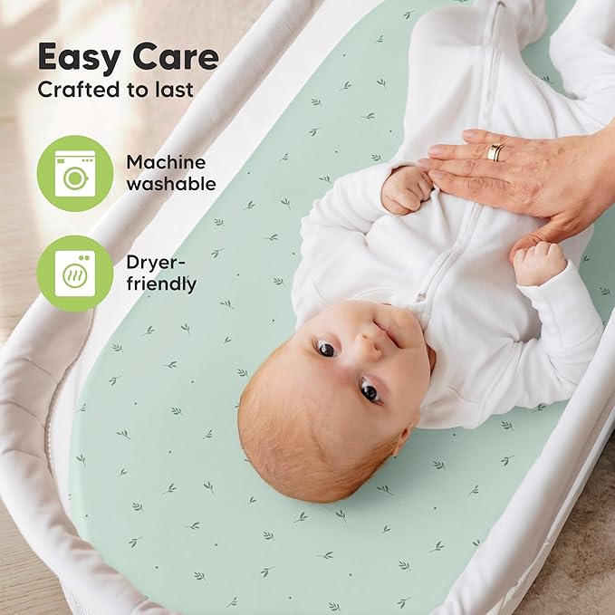 2-Pack Organic Bassinet Sheets for Girls, Boys - Image 7