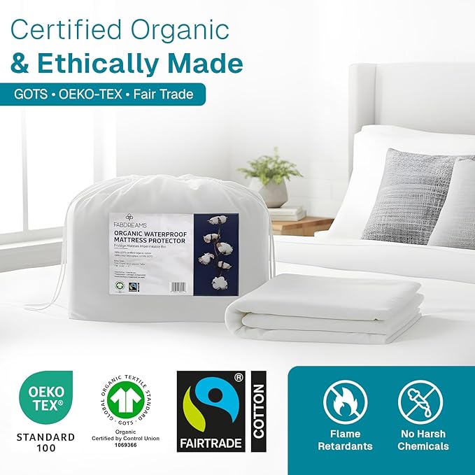 FABDREAMS Organic Waterproof Mattress Protector Queen Size|Queen Mattress - Image 7