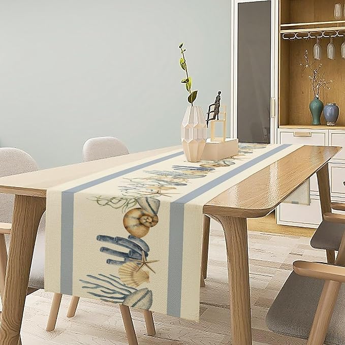Sea Shell Starfish Table Runner Seasonal Spring Summer Tropical Ocean Table - Image 2