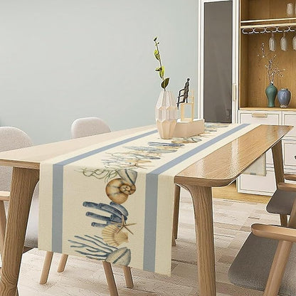 Sea Shell Starfish Table Runner Seasonal Spring Summer Tropical Ocean Table - Image 2