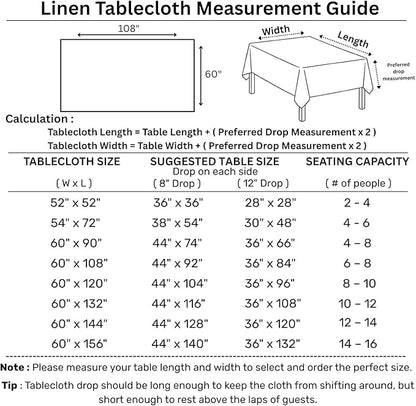 Solino Home Linen Tablecloth 60 x 108 Inch - Classic Hemstitch 100% Pure Linen Pink Table Cloth for Rectangle Tables - Machine Washable Tablecloth for Halloween