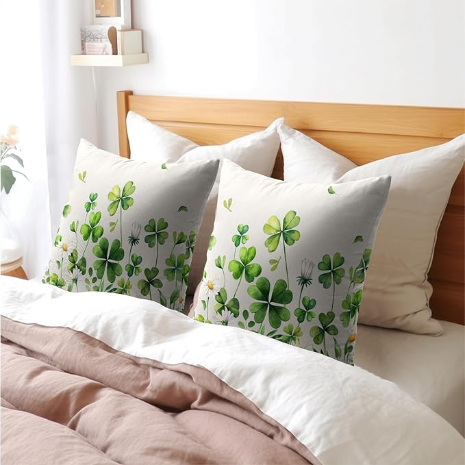 Saint Patrick Day Throw Pillow Covers Lucky Clover Shamrocks Daisy Floral - Image 8