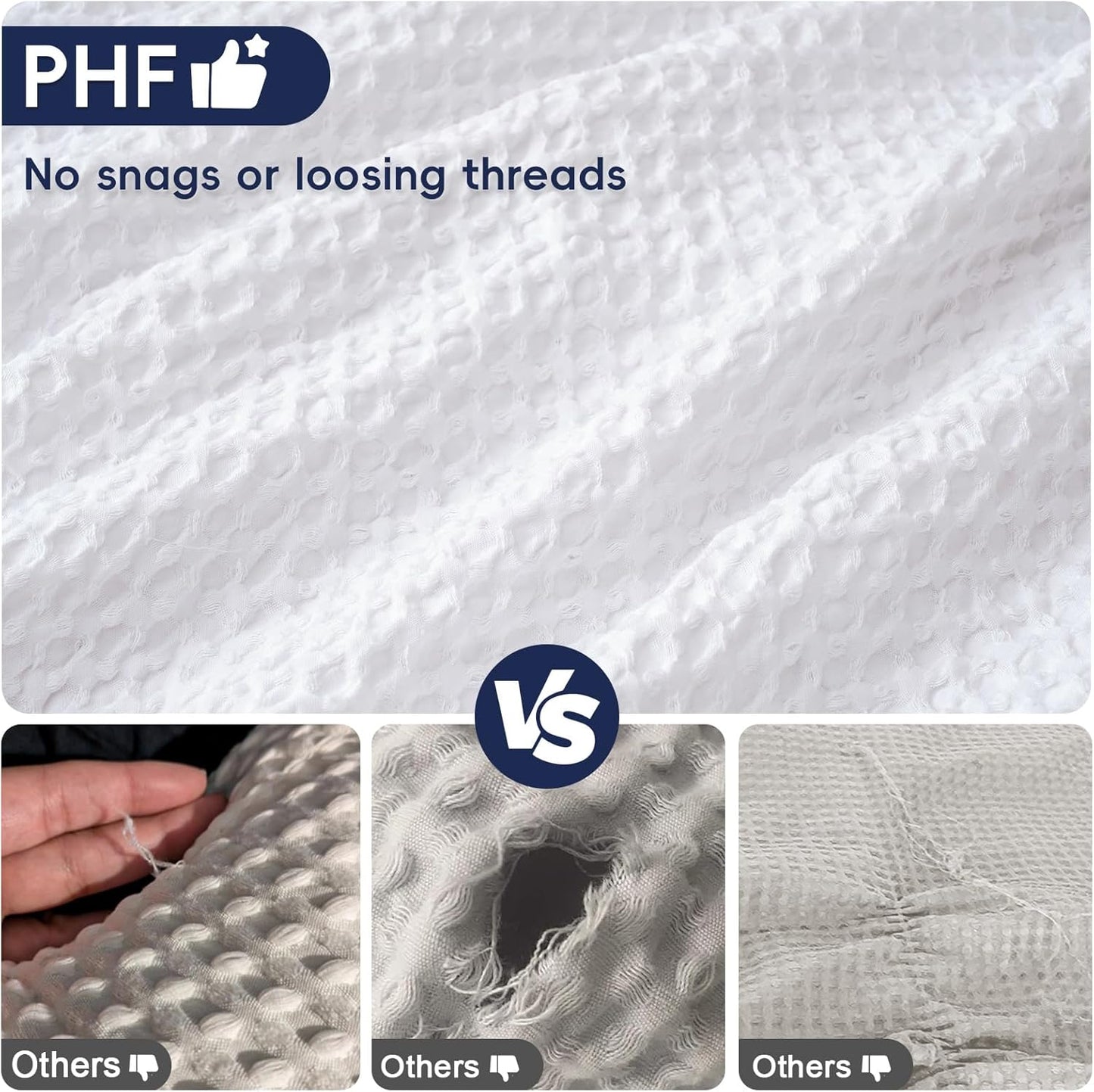PHF Ultra Soft Waffle Weave Euro Shams Pillow Covers, No Filling, 2 Pack 26" x 26" Bed Cushion Covers, Breathable & Skin-Friendly Bed Pillow Shams for Stylish Home Decor, White