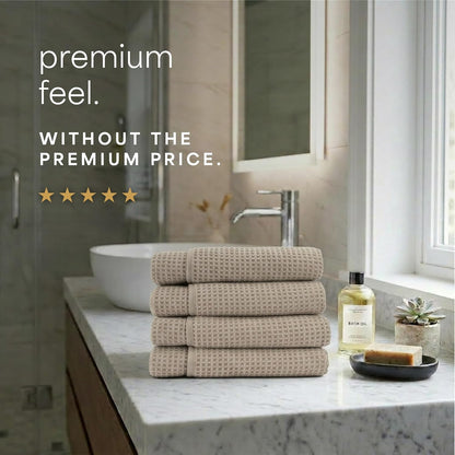 s&t inc. aura waffle bath towels, 4 pack shown in use
