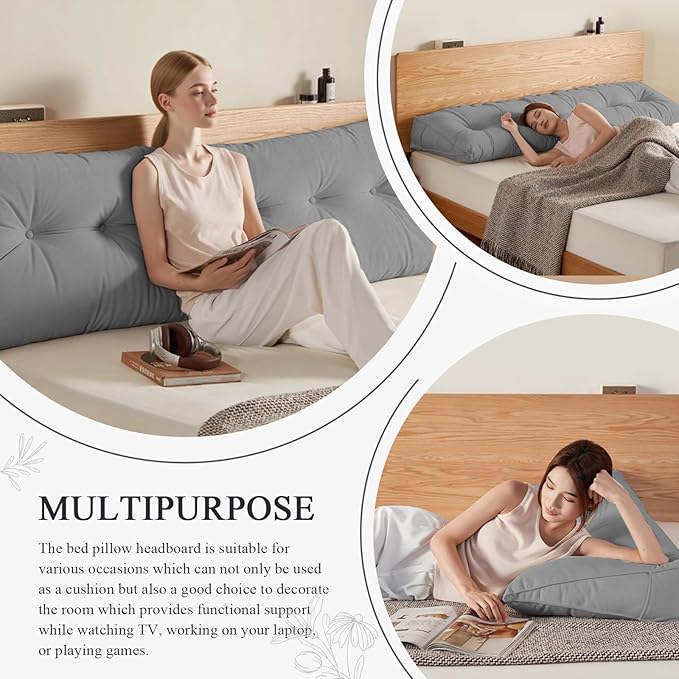 Headboard Pillow King, Large Triangular Wedge Headboard Pillow - Image 4