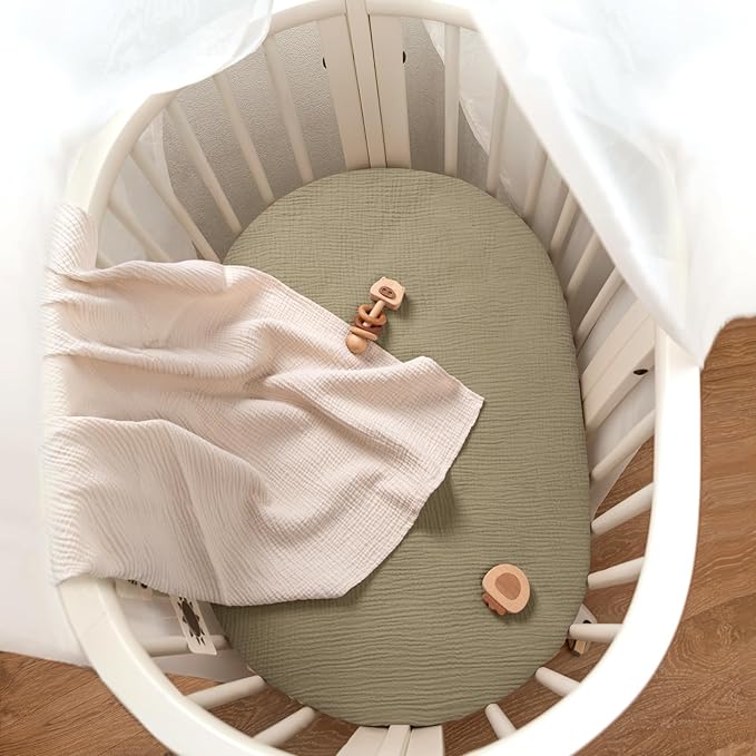 lulumoon Baby Muslin Bassinet Sheets: Cotton Bassinet Sheets Neutral - Image 5