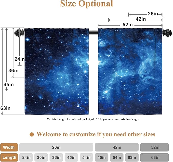 Renaiss 26 x 36 Inch Galaxy Kitchen Curtains Tiers - Image 6