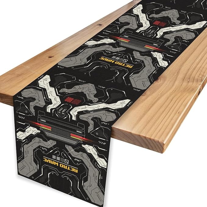 Gaming Table Runner, Kids Themed Cyberpunk Futuristic Gamer Table Scarf - Image 4