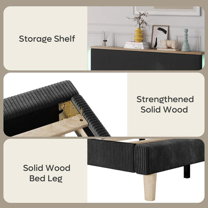bestier queen bed frame with adjustable headboard &, side view