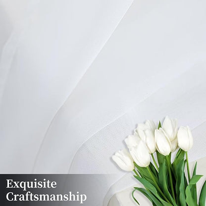 White Sheer Curtains 54 Inches Long 2 Panels, Rod Pocket Short Curtain - Image 7