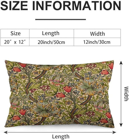 Golden Floral Flower William Morris Throw Pillow Covers 12x20 Inch Aesthetic - Image 2
