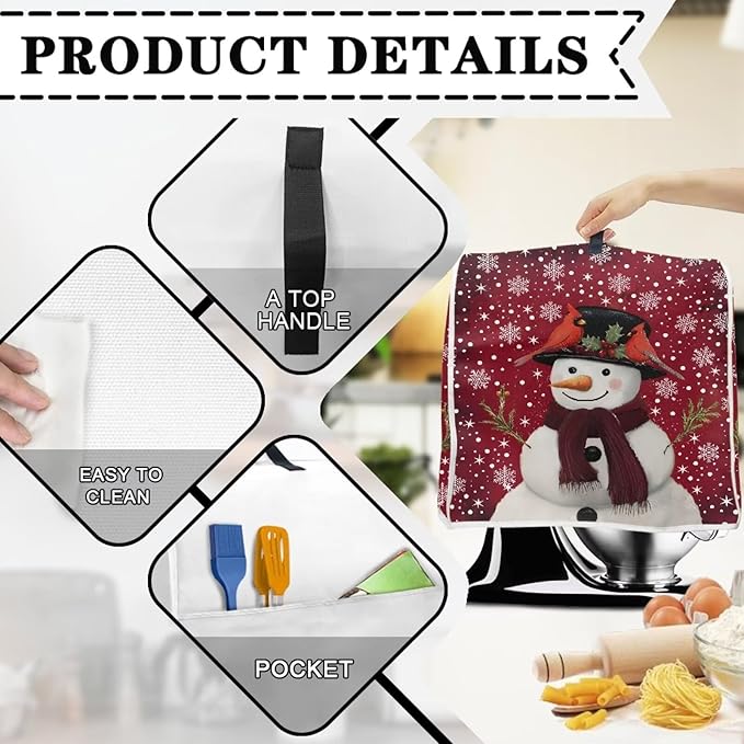Christmas Mixer Cover for Kitchen Aid 6-8 Qt Mixer, Snowman Small Appliance - Image 5