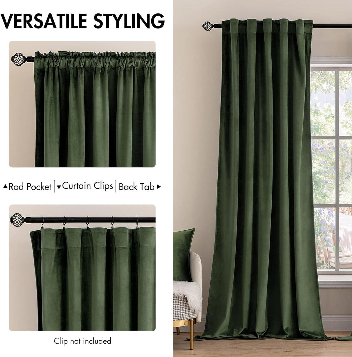 miulee velvet curtains 52x84 inches 2 panels olive shown in use