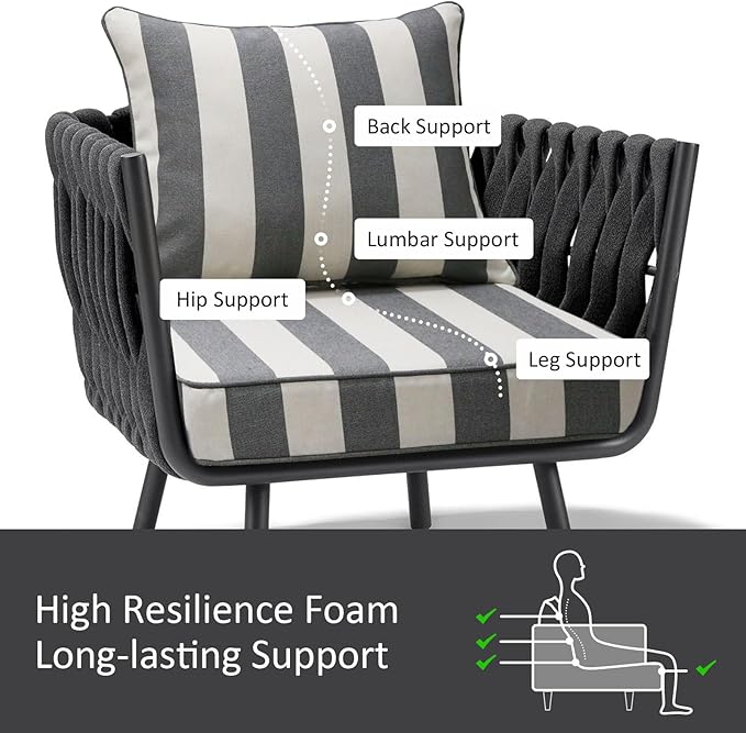 Outdoor Patio Chair Cushions Set, Water-Repellent, Fade Resistant, Deep Seat - Image 4