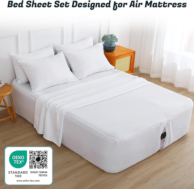 Queen Sheet Set for Air Mattress, 6 Piece Air Bed Sheets Set - Image 7