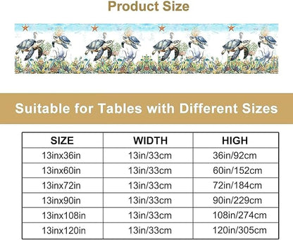 Ocean Animals Sea Turtle Table Runner Underwater Life Octopus Starfish Seaweed - Image 4