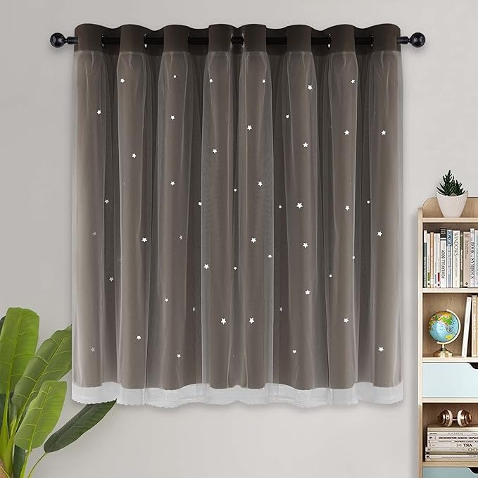 Kinryb Kids Blackout Curtains for Bedroom/Living Room/Classroom, Sheer Overlay - Image 2