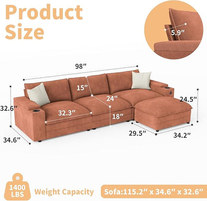 115" L Shaped Cloud Sofa Couch - Image 2
