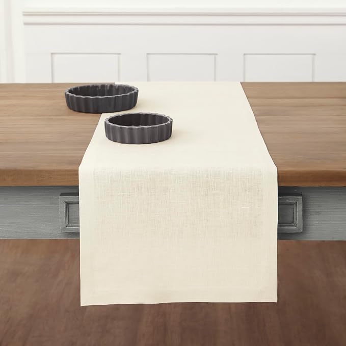 Solino Home Linen Ivory Table Runner 120 Inches Long by SolinoHome