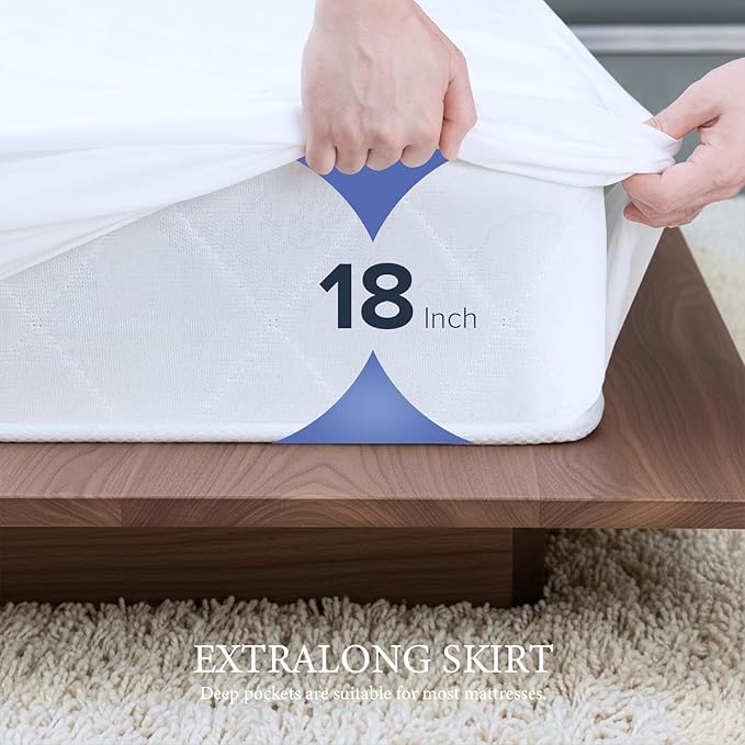 Waterproof Mattress Protector Queen Mattress Pad, Deep Stretchable Pocket Bed - Image 4