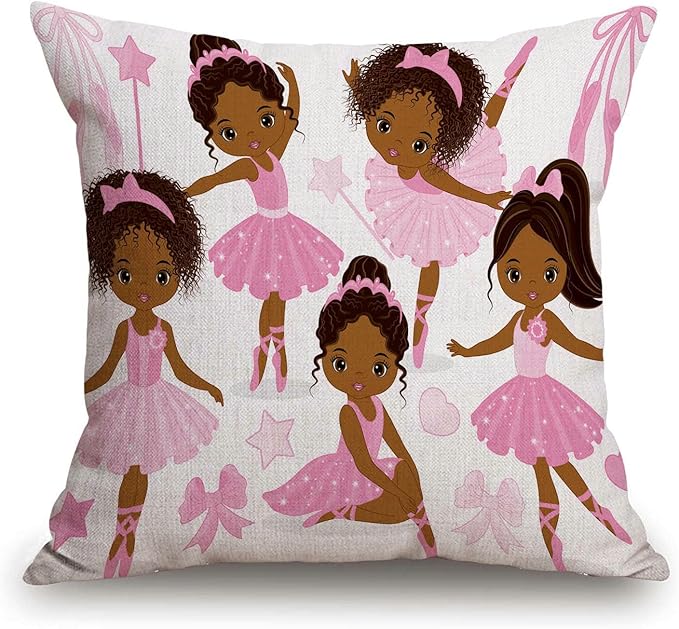 TSSOHU Pink Ballet Throw Pillow Cover Cute Girl Princess Ballerina Dancer Skirt - Image 3