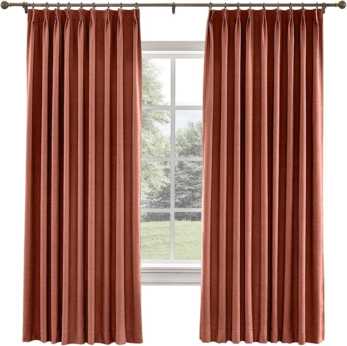 TWOPAGES 84 W x 96 L inch Pinch Pleated Curtain Room Darkening Linen Drapery by TWOPAGES