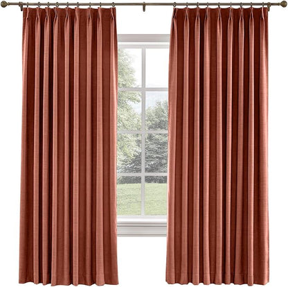 TWOPAGES 84 W x 96 L inch Pinch Pleated Curtain Room Darkening Linen Drapery by TWOPAGES