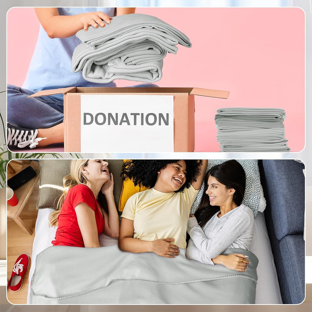 40PCS Gray Blankets Bulk 50 X 60, Soft Lightweight Throw Blanket Kit Cozy Bla...