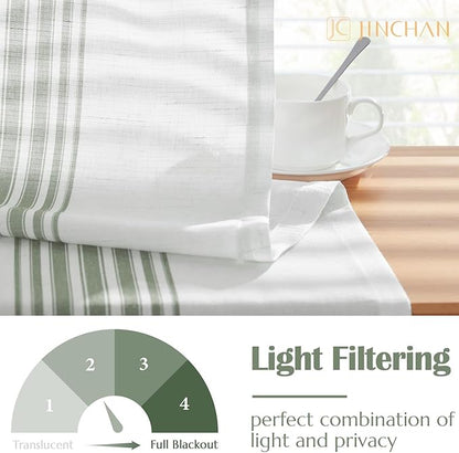 jinchan Striped Linen Valance Curtain 16 Inch Vertical Striped Valance - Image 6