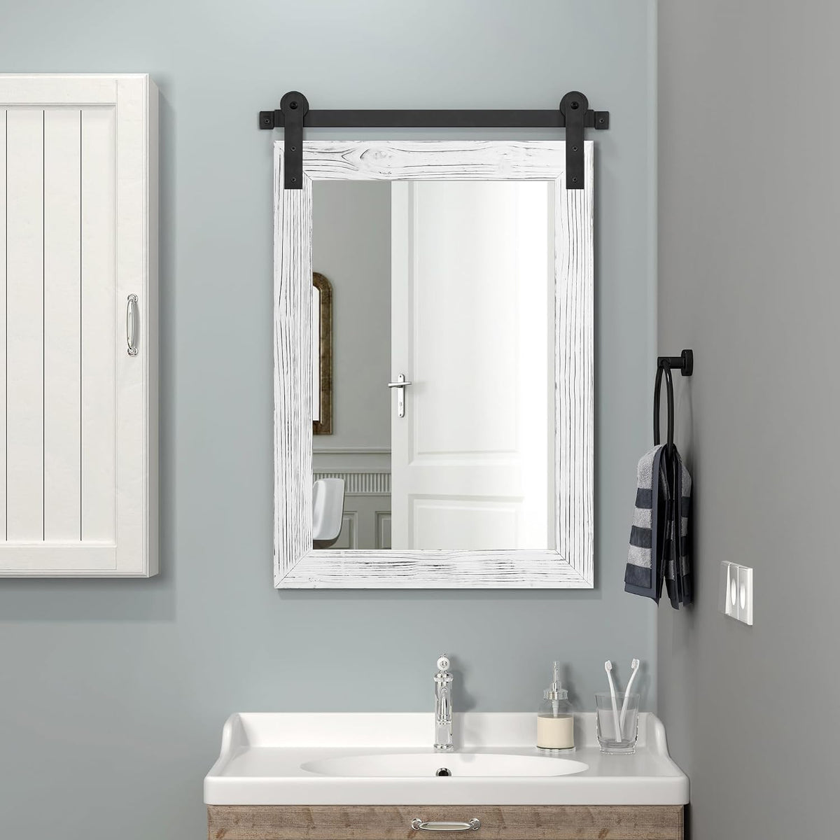 cogood farmhouse bathroom mirrors for over sink shown in use