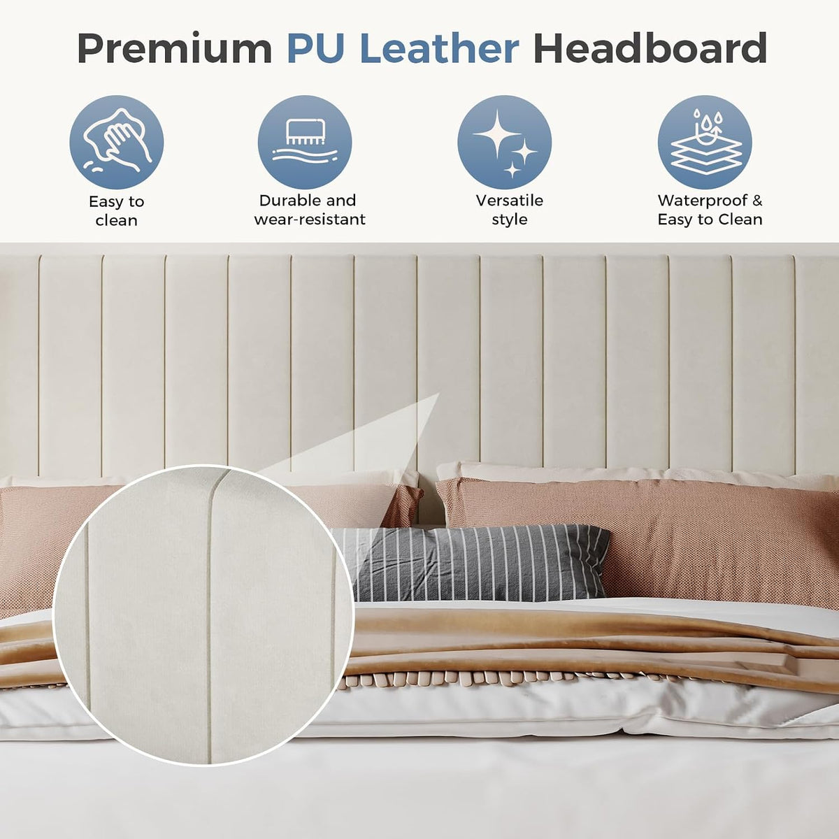 dumos full size velvet bed frame with upholstered, side view