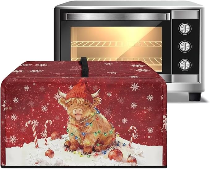 Microwave Oven Dust Cover, Christmas Highland Cattle Waterproof Polyester Dust - Image 2
