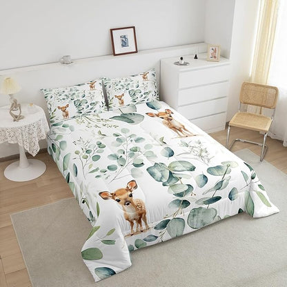 Erosebridal Cartoon Deer Toddler Size Comforter Set Toddler Woodland Wildlife - Image 4