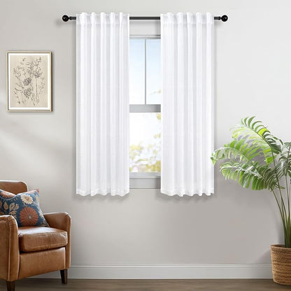 Pitalk White Curtains 38 Inch Width - Image 2