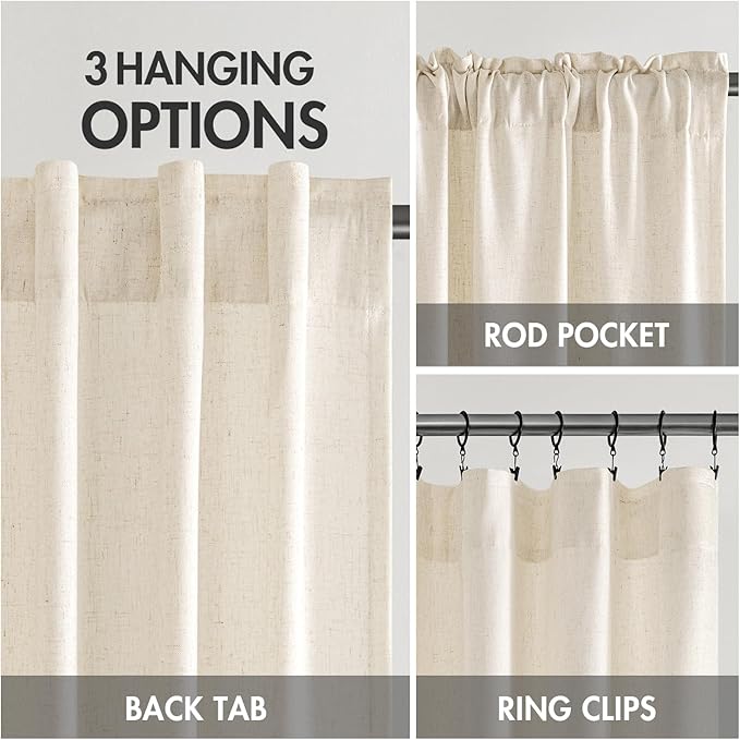 MIULEE Non-See-Through Privacy Linen Curtains 2 Panels, Light Filtering Window - Image 6
