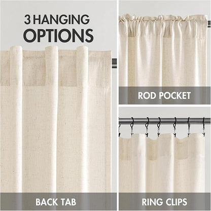 MIULEE Non-See-Through Privacy Linen Curtains 2 Panels, Light Filtering Window - Image 6