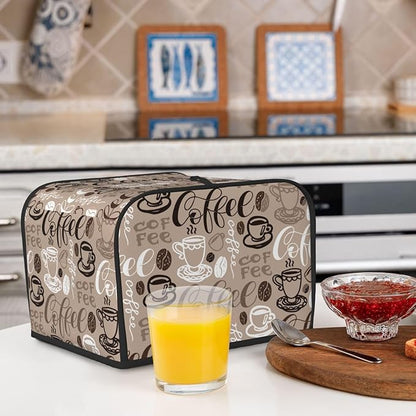 Brown Coffee Pattern 4 Slice Toaster Cover, Waterproof Toaster Dust Cover Bread - Image 7