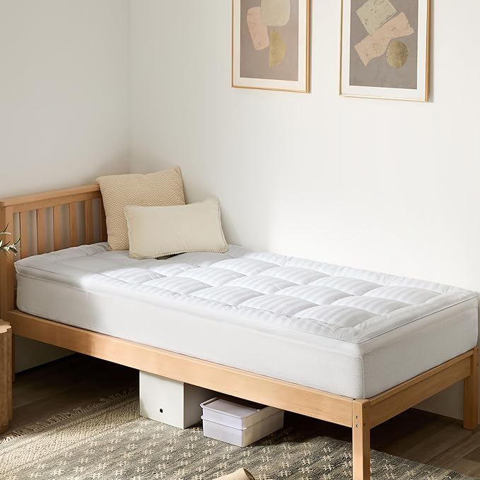 Cooling Breathable Twin Size Thick Mattress Topper, Premium Cotton Mattress Pad by SoftandLofty