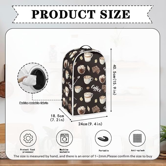 Coffee Chocolate Print Blender Dust Cover, Stand Mixer or Coffee Maker - Image 6