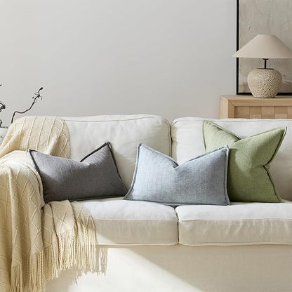 16x16 Linen Pillow Covers Sage Green Pack of 2 Farmhouse Boho Neutral Accents - Image 5