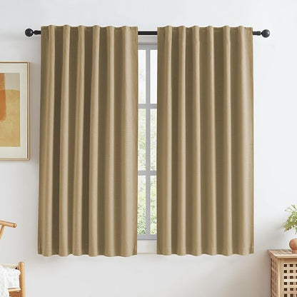 KEQIAOSUOCAI Burlap/Camel Linen Curtains Natural Back Tab Rod Pocket Short by KEQIAOSUOCAI