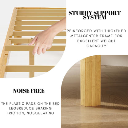 12 inch twin xl size wood bed frame, close-up detail