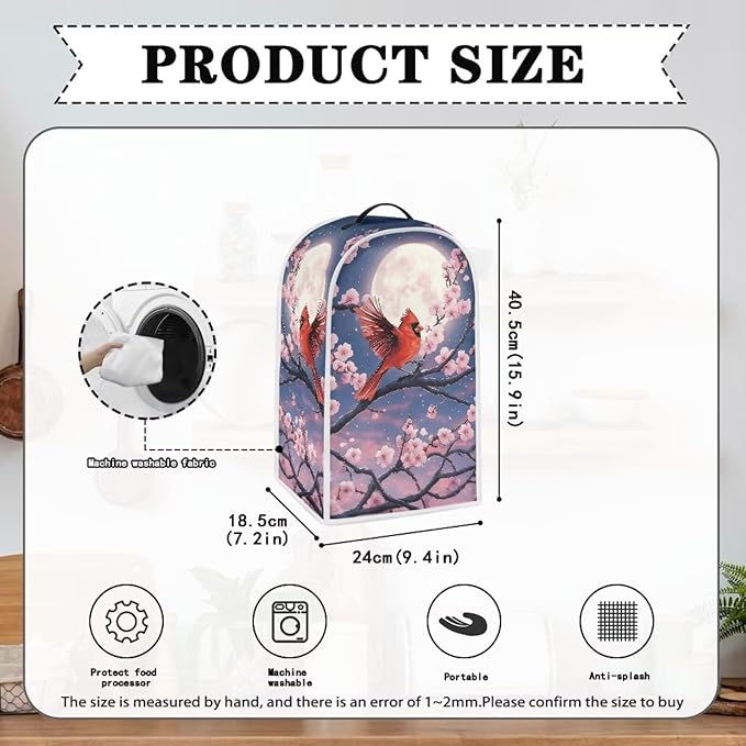 Talayituse Cardinal Cherry Blossom Moon Print Blender Dust Cover, Fingerprint - Image 3